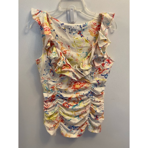 CAbi Ruffle Splatter Print Sleeveless Blouse - Picture 5 of 10